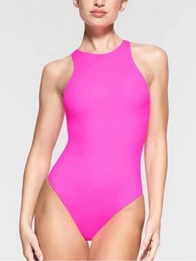 FITS EVERYBODY HIGH NECK BODYSUIT IN NEON PINK - S/M